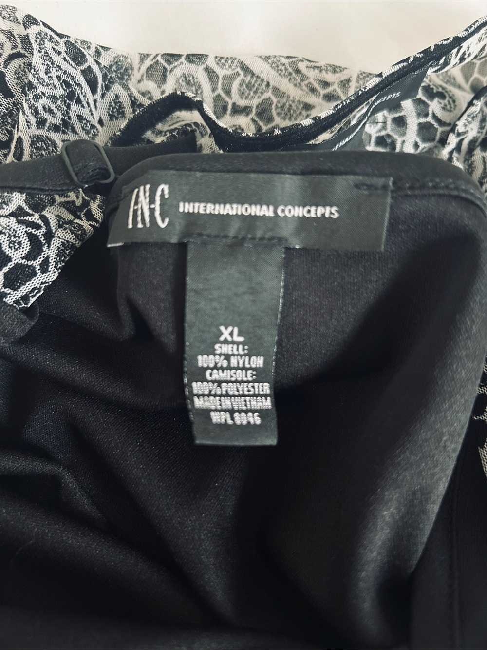 INC International Concepts Black and White Lace-Print V-Neck Tank - Picture 3 of 6